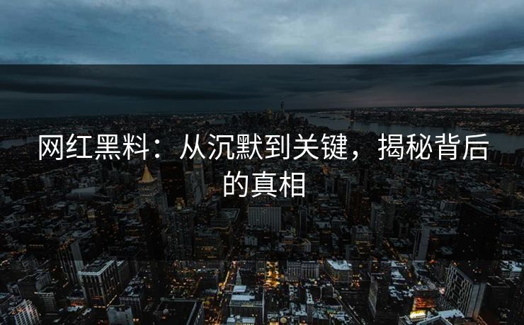 网红黑料：从沉默到关键，揭秘背后的真相