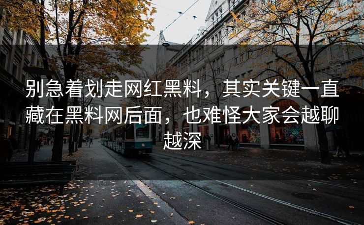 别急着划走网红黑料，其实关键一直藏在黑料网后面，也难怪大家会越聊越深