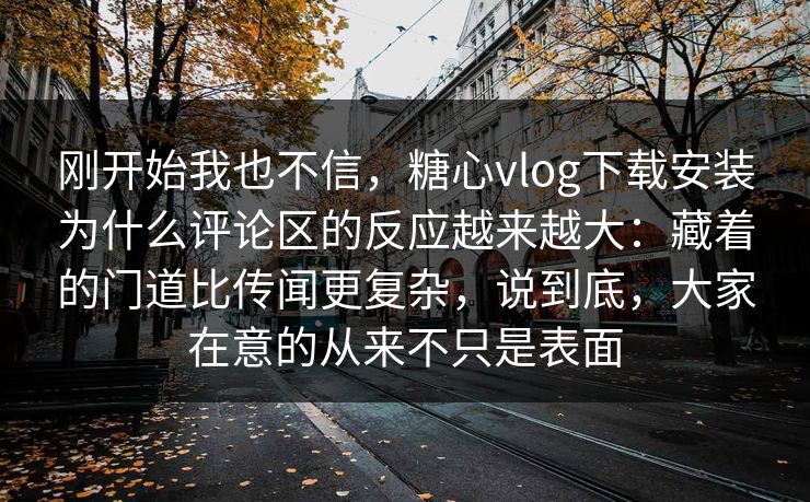 刚开始我也不信，糖心vlog下载安装为什么评论区的反应越来越大：藏着的门道比传闻更复杂，说到底，大家在意的从来不只是表面
