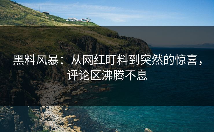 黑料风暴：从网红盯料到突然的惊喜，评论区沸腾不息