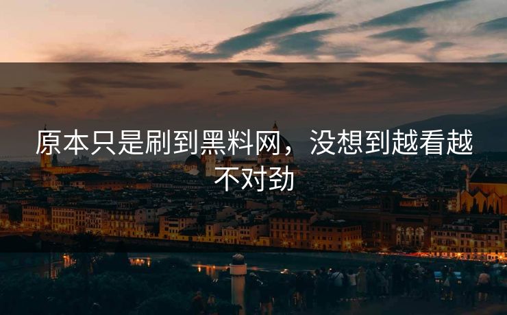 原本只是刷到黑料网,没想到越看越不对劲