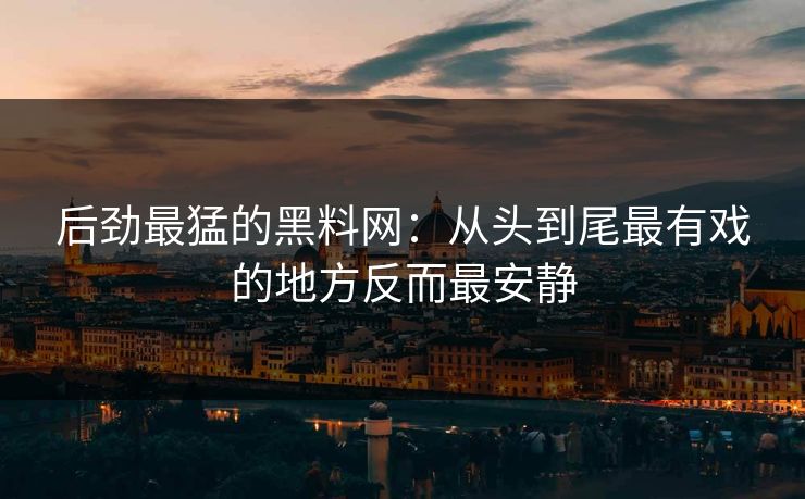 后劲最猛的黑料网:从头到尾最有戏的地方反而最安静