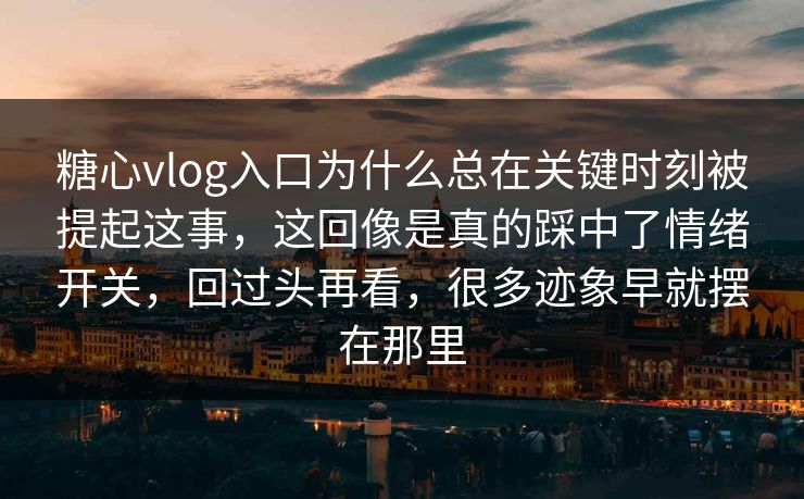 糖心vlog入口为什么总在关键时刻被提起这事,这回像是真的踩中了情绪开关,回过头再看,很多迹象早就摆在那里