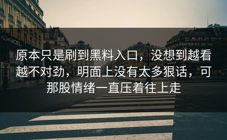 原本只是刷到黑料入口，没想到越看越不对劲，明面上没有太多狠话，可那股情绪一直压着往上走