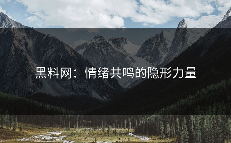 黑料网:情绪共鸣的隐形力量