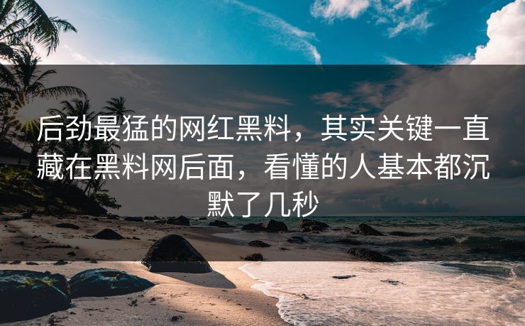 后劲最猛的网红黑料,其实关键一直藏在黑料网后面,看懂的人基本都沉默了几秒