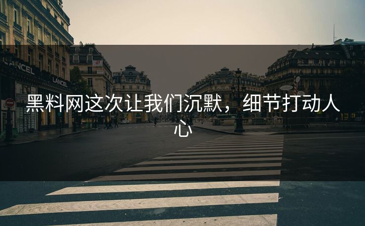 黑料网这次让我们沉默，细节打动人心