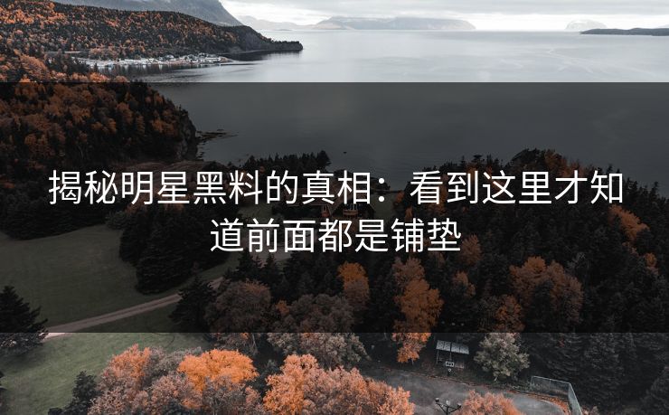 揭秘明星黑料的真相：看到这里才知道前面都是铺垫