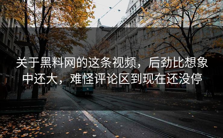关于黑料网的这条视频，后劲比想象中还大，难怪评论区到现在还没停