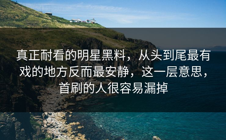 真正耐看的明星黑料,从头到尾最有戏的地方反而最安静,这一层意思,首刷的人很容易漏掉