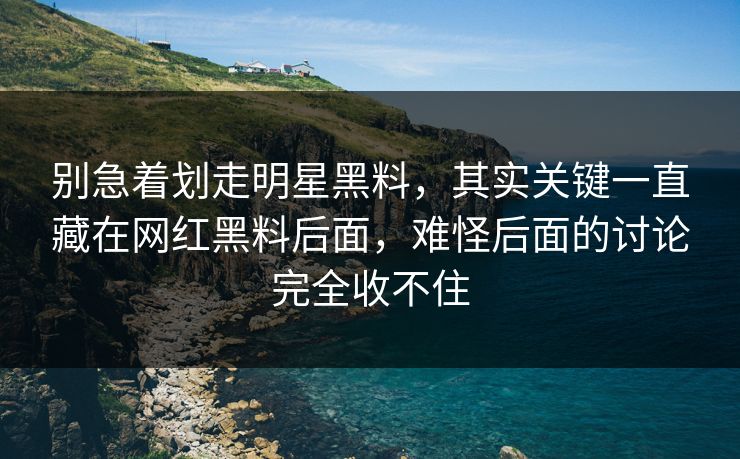 别急着划走明星黑料，其实关键一直藏在网红黑料后面，难怪后面的讨论完全收不住