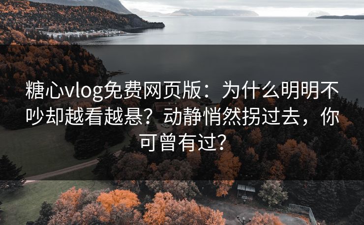 糖心vlog免费网页版:为什么明明不吵却越看越悬?动静悄然拐过去,你可曾有过?